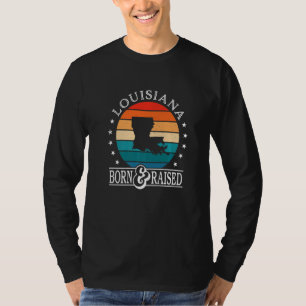 Louisiana Usa Born & Raised Retro Us State Pride T-Shirt