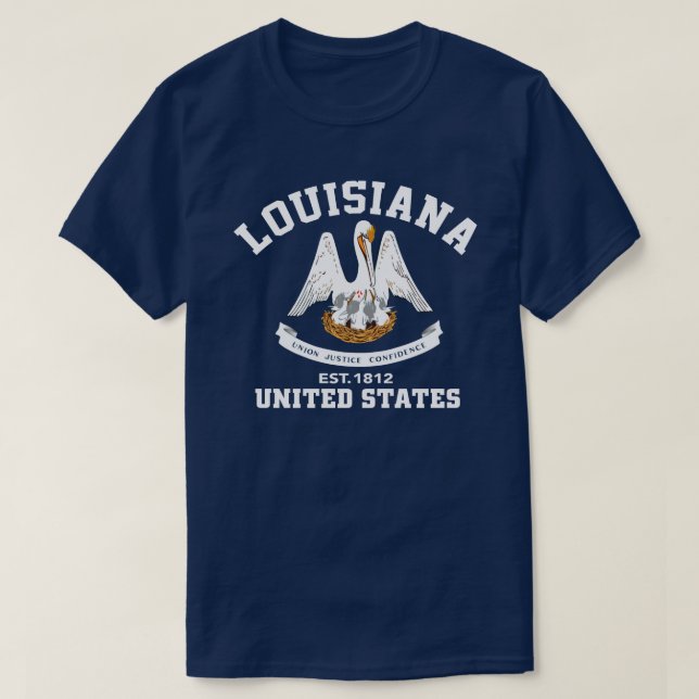 Louisiana USA Est. 1812 Patriotic Flag T Shirt (Design Front)