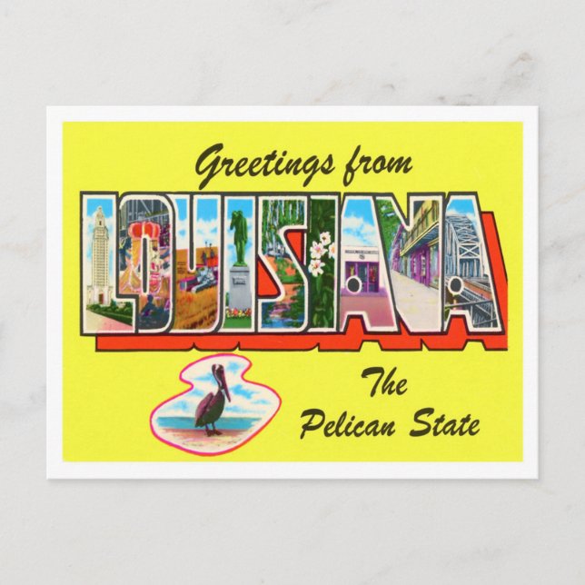 Louisiana Vintage Big Letters Postcard (Front)