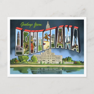 Louisiana Vintage Big Letters Postcard