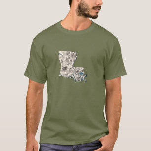 Louisiana Vintage Picture Map T-Shirt