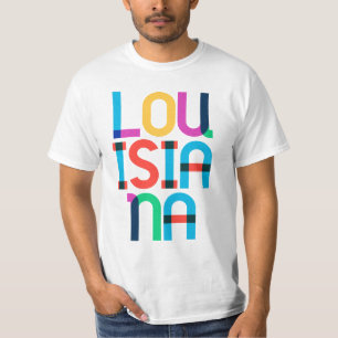 Louisiana Vintage Retro Pop Art 80s Primary Colour T-Shirt