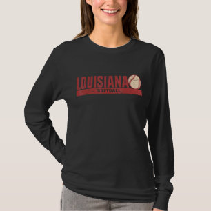 Louisiana Vintage Softball Coach Team Retro Softba T-Shirt