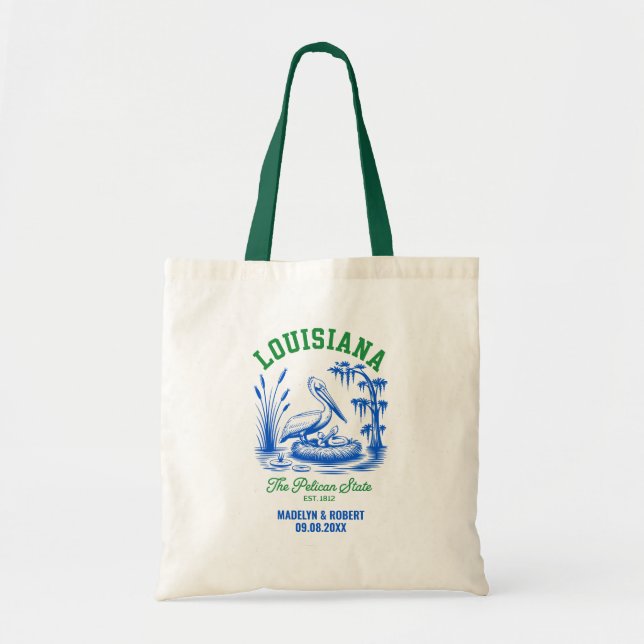 Louisiana Wedding Welcome Bag, Destination Wedding Tote Bag (Front)
