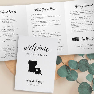 Louisiana Wedding Welcome Letter & Itinerary Tri-Fold Programme