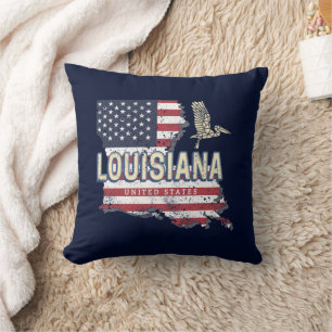 Louisiana with Pelican Vintage USA Design Cushion