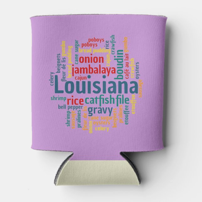 Louisiana Word Cloud Can Cosy Can Cooler (Front)