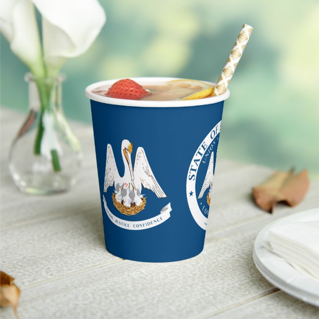 Louisianian Flag & Seal, Flag of Louisiana Paper Cups (Insitu)