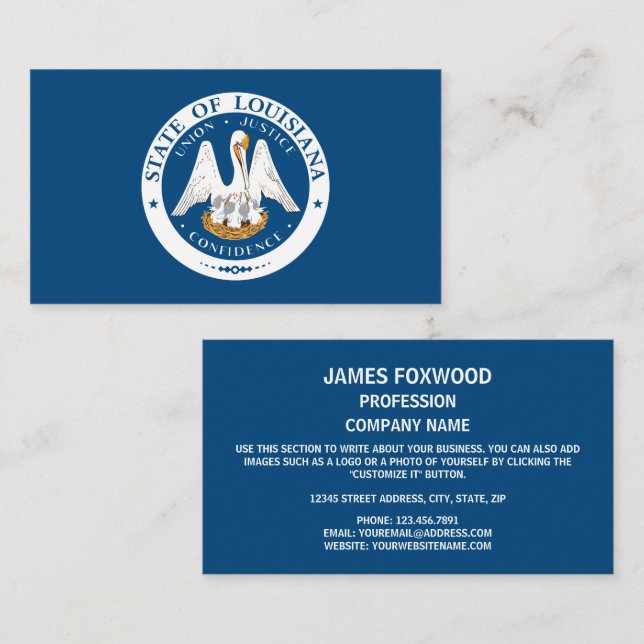Louisianian Seal, Seal of Louisiana Business Card (Front/Back)