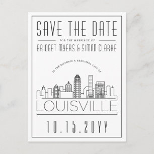 Louisvill Wedding   Stylised Skyline Save the Date Postcard