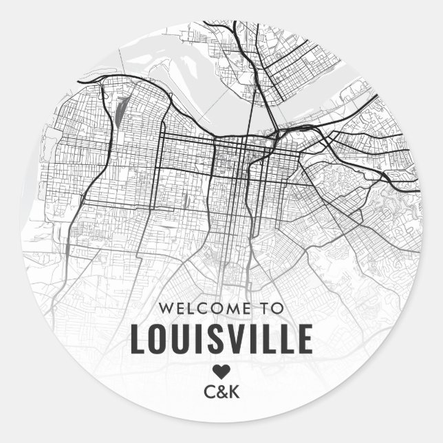 Louisville City Map | Wedding Welcome Classic Round Sticker (Front)