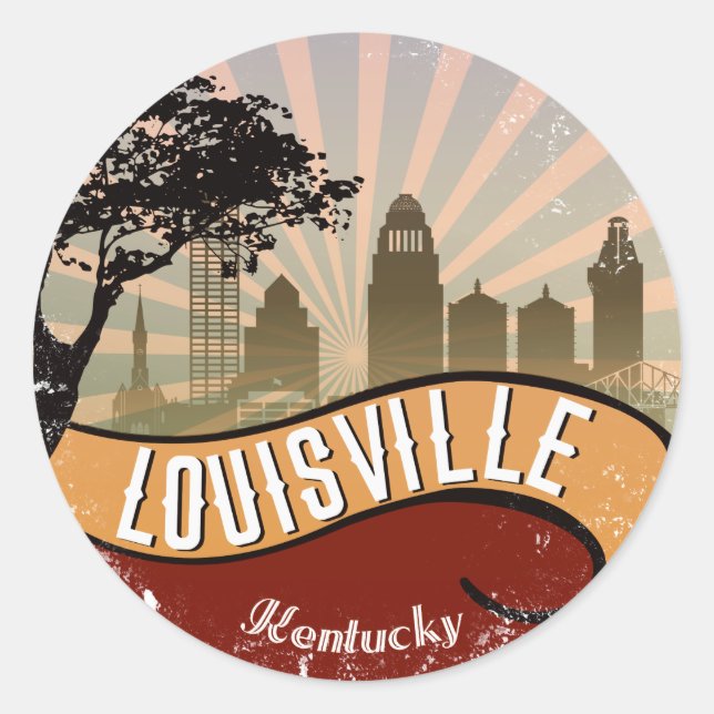 Louisville City Skyline Retro Vintage Sticker (Front)