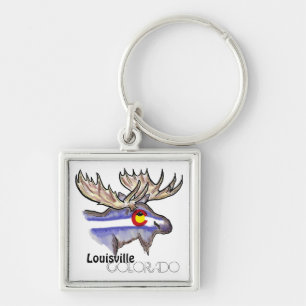 Louisville Colorado artistic elk flag keychain