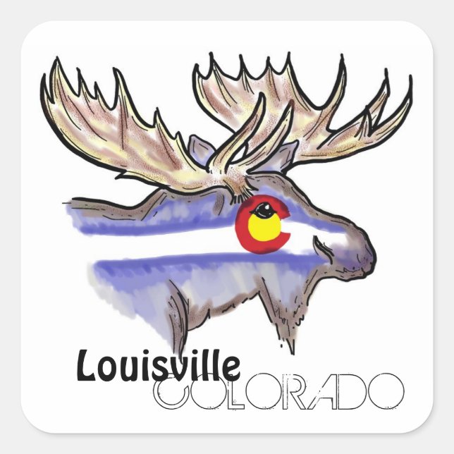 Louisville Colorado artistic elk flag stickers (Front)