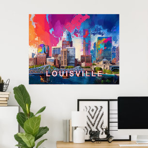 Louisville Colourful Skyline Abstract Art Poster