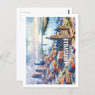 Louisville Kentucky Famous Travel watercolor Postcard