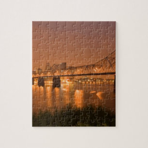 Louisville Kentucky Night Lights Bridge Ohio River Jigsaw Puzzle
