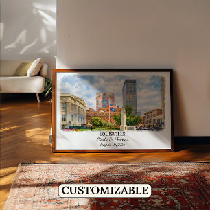 Louisville Kentucky Poster, Watercolor, Custom Poster
