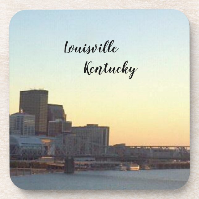 "LOUISVILLE, KENTUCKY SKYLINE" BEVERAGE COASTER (Front)