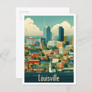 Louisville Kentucky US Vintage Travel Illustration Postcard