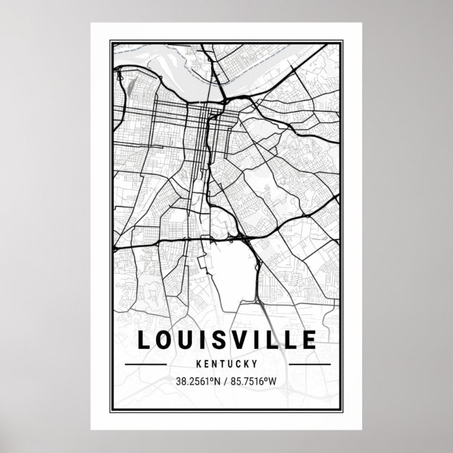 Louisville Kentucky USA City Travel City Map Poster (Front)