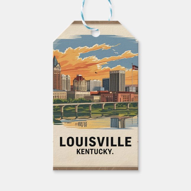 Louisville Kentucky USA Skyline Gift Tags (Front)