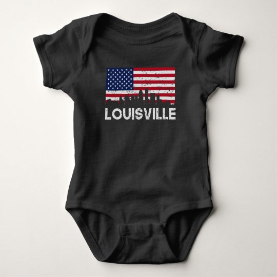 Louisville KY American Flag Skyline Distressed Baby Bodysuit