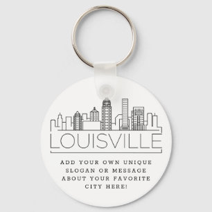 Louisville, KY Stylised Skyline   Custom Slogan Key Ring