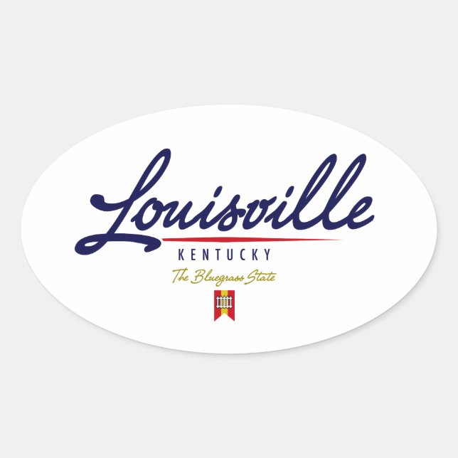 Louisville Script Oval Sticker (Front)