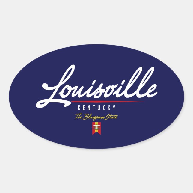 Louisville Script Oval Sticker (Front)