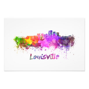 Louisville skyline in watercolor photo print