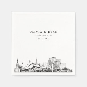 Louisville Skyline Wedding Paper Cocktail Napkin