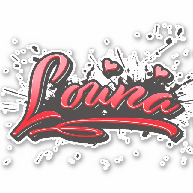 Louna red Heart Graffiti Sticker (Front)