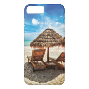 Lounge chairs on beach throw pillow iPhone 8 plus/7 plus case