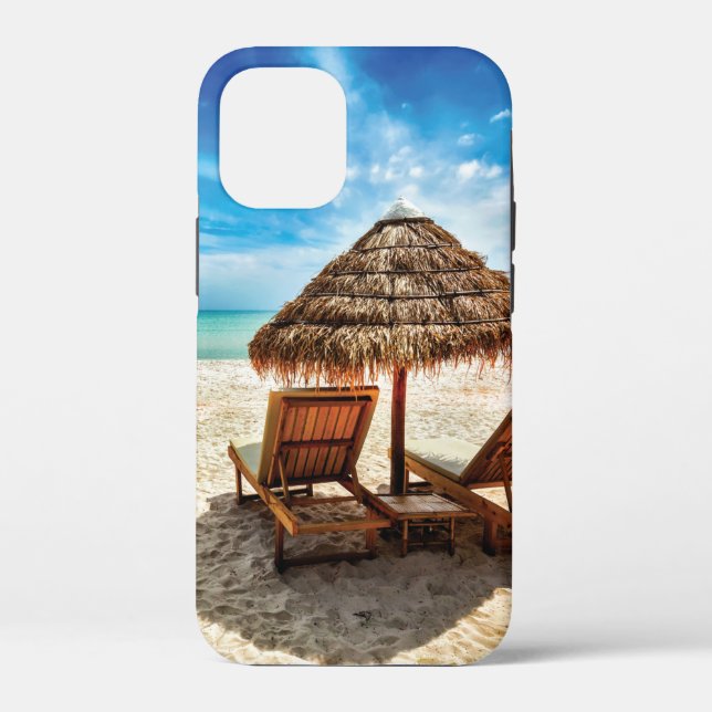 Lounge chairs on beach throw pillow Case-Mate iPhone case (Back)