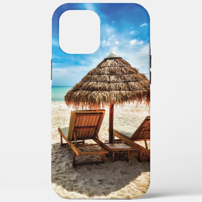 Lounge chairs on beach throw pillow Case-Mate iPhone case (Back)