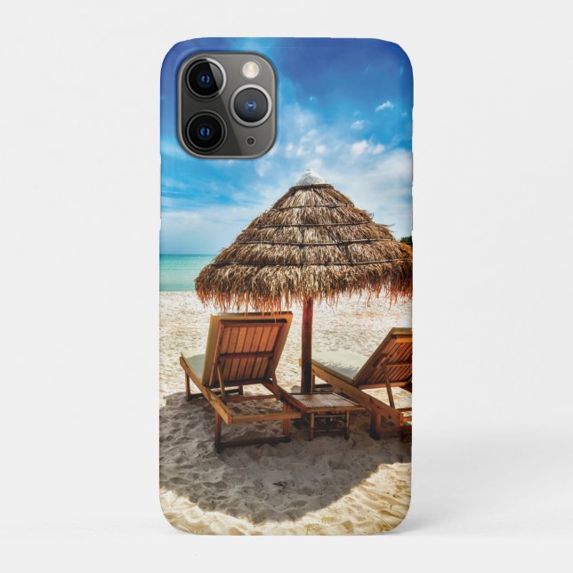 Lounge chairs on beach throw pillow Case-Mate iPhone case (Back)