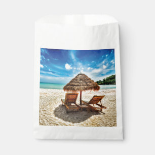 Lounge chairs on beach throw pillow favour bag