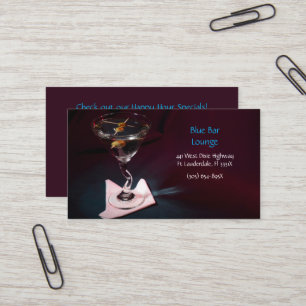 Lounge Dark Red Martini Bar Business Card