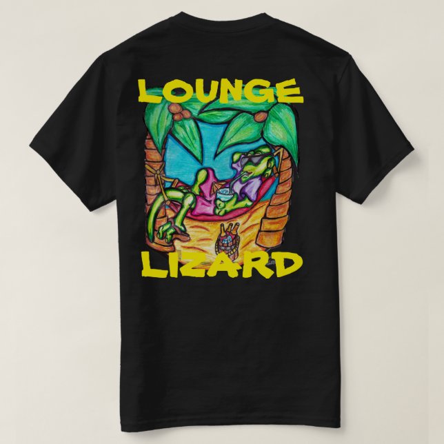 LOUNGE LIZARD CARTOON BLACK T-Shirt (Design Back)