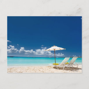 Lounges on the beach postcard