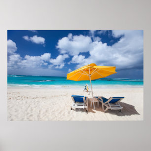 Lounges on the beach poster