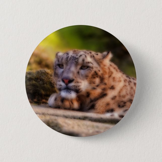 Lounging Leopard 6 Cm Round Badge (Front)