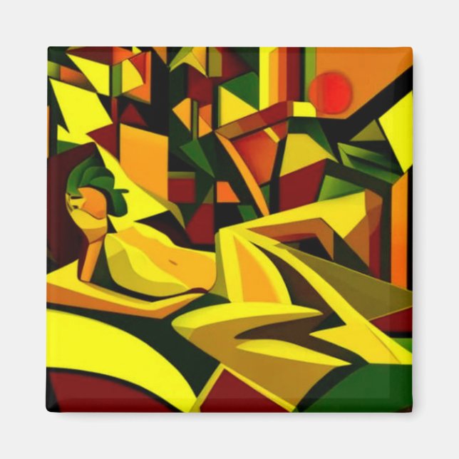 Lounging on bed magnet (Front)