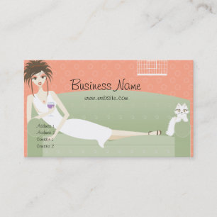 Lounging on the Couch with Kitty Business Card