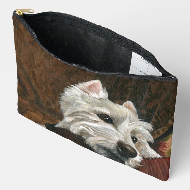 Lounging Westie on Sofa Accessory Pouch (Open)