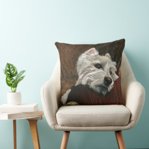 Lounging Westie on Sofa Cushion