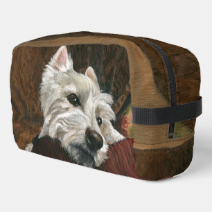 Lounging Westie on Sofa Dopp Kit