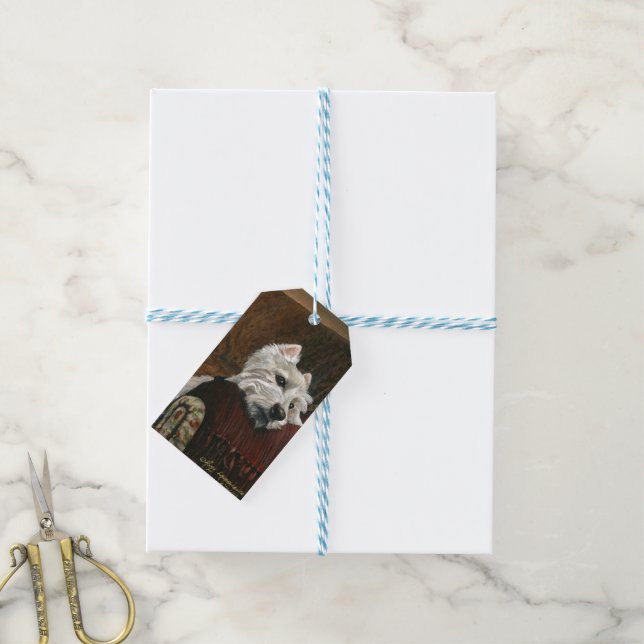 Lounging Westie on Sofa Gift Tags (With Twine)