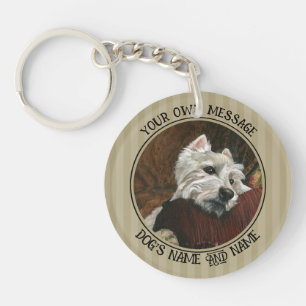 Lounging Westie on Sofa Key Ring